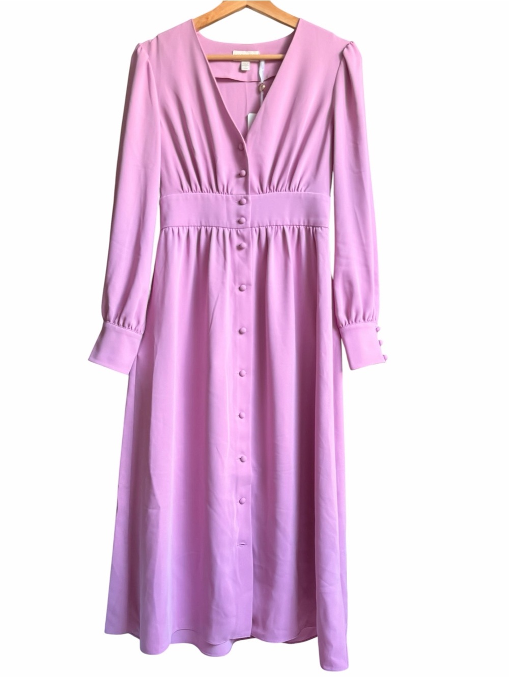 Ted Baker V-Neck Long Sleeve Midi Dress in Dusty Pink size 0